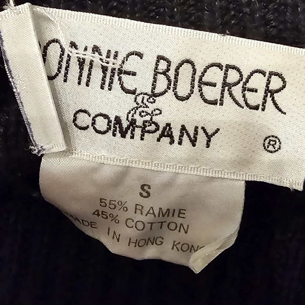 VINTAGE BONNIE BOERER | Beaded Sequin black sweater 80s Small - Picture 5 of 5
